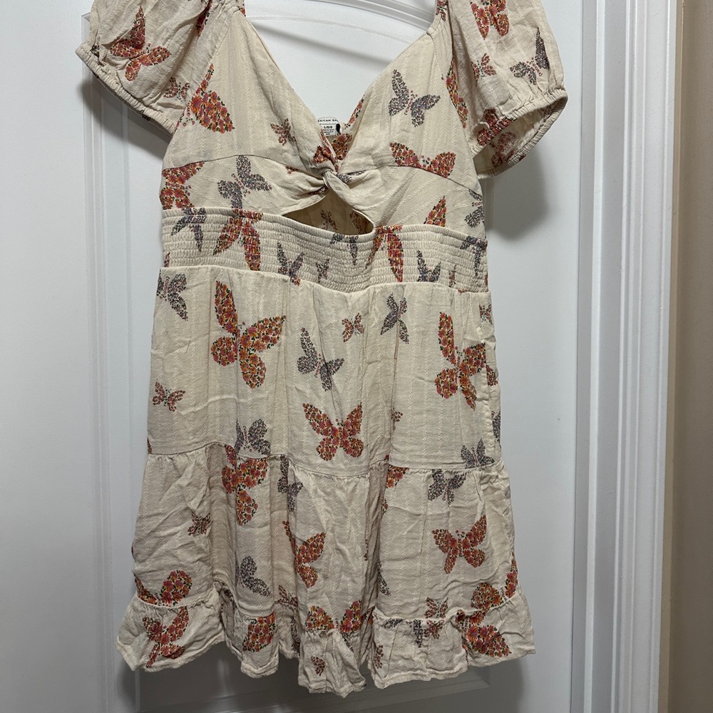 American Eagle Outfitters Cream Dress with Butterfly Print - Picture 2 of 3